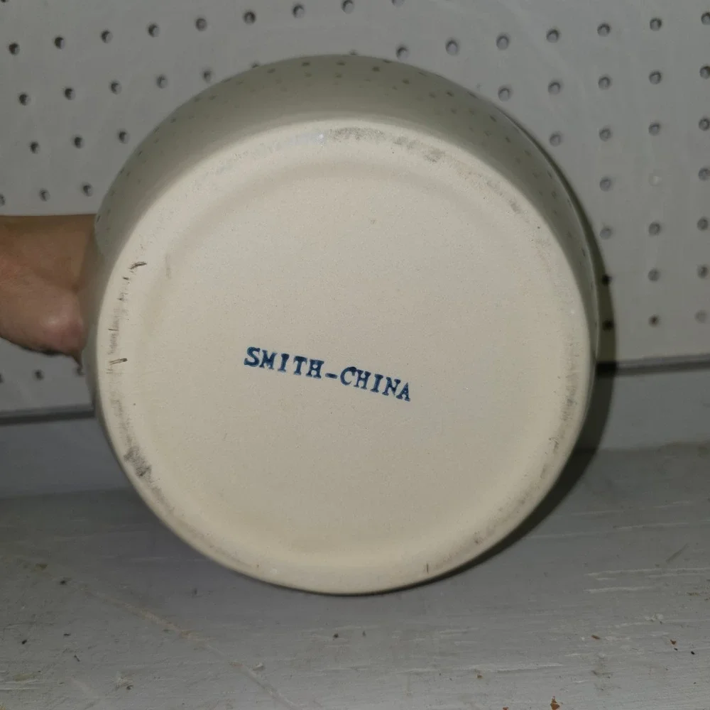 Vintage Smith-China Stoneware Bean Pot with Lid TwoTone Brown Ceramic Crock